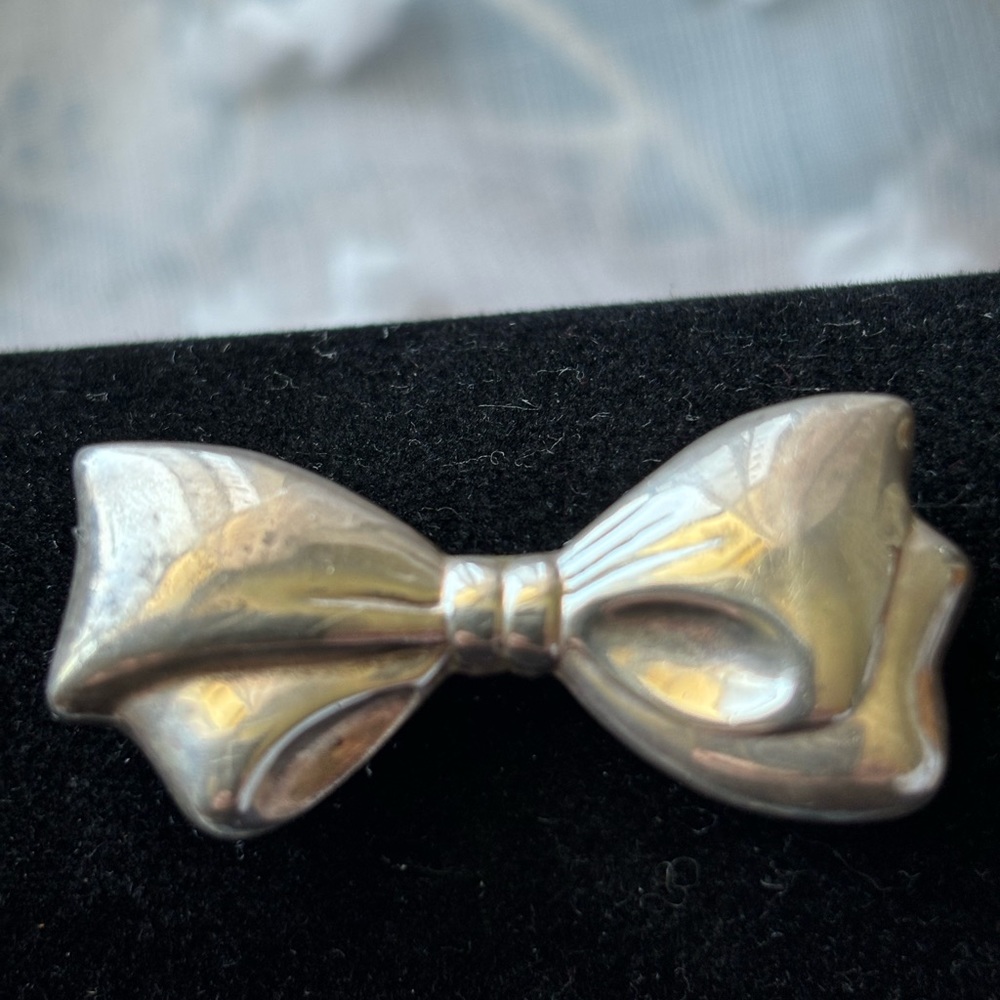 925 Sterling Silver Vintage Bow Pin Brooch
